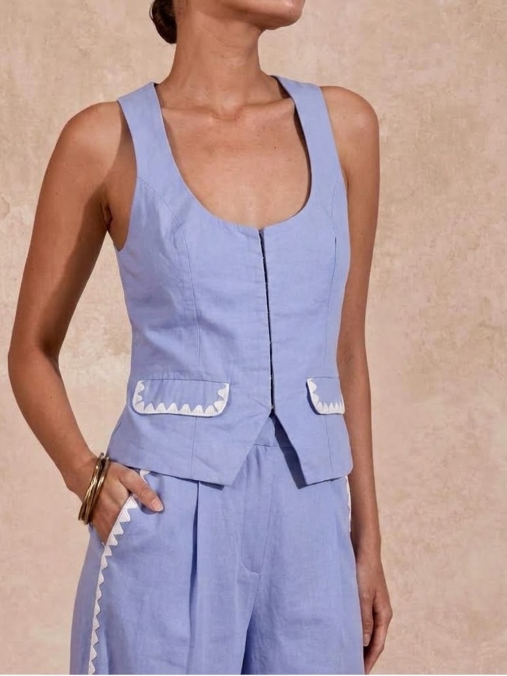 Mon Renn Australia Lisle Vest Top Size Small Light Blue Cotton Sleeveless